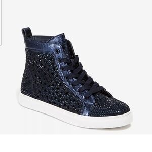 Elegant Navy High-Top Women's Sneakers